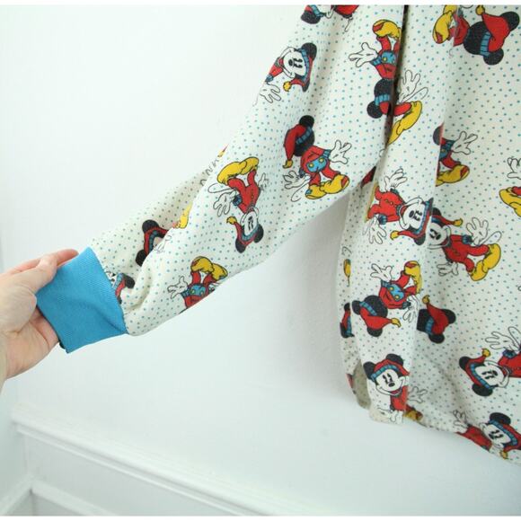 Vintage M L Pajama Top Flannel Mickey & Co Disney 90s Allover Print Cozy Lounge - Picture 6 of 10